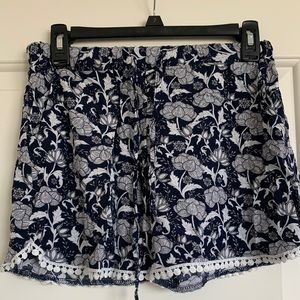 Blue, white, and gray floral & flowy shorts!